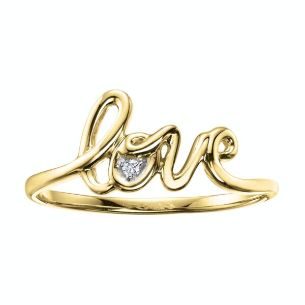 Gold and Diamond LOVE Ring