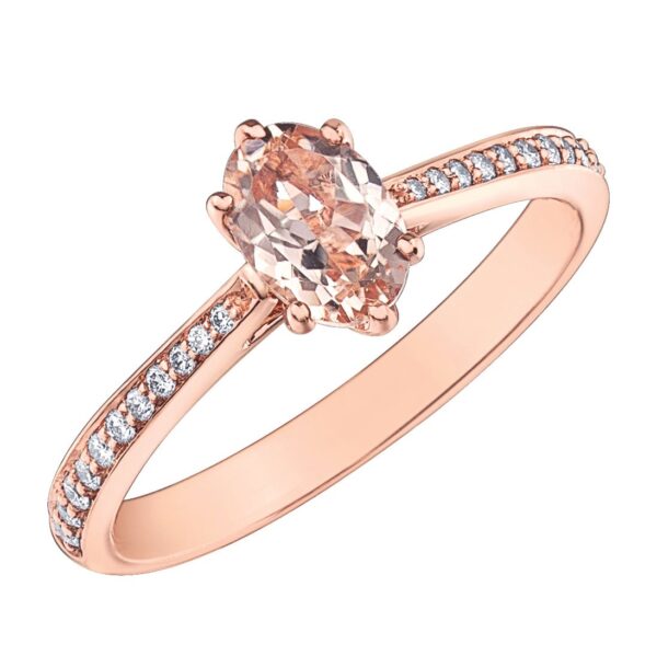 Rose Gold Oval Morganite Diamond Ring