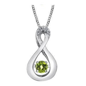 Peridot Pulse Necklace with Diamonds