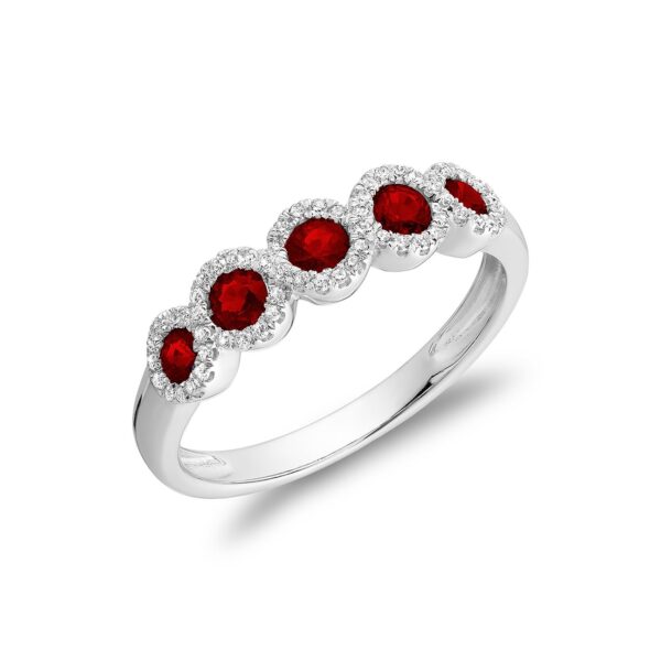 Ruby and Diamond Halo Ring