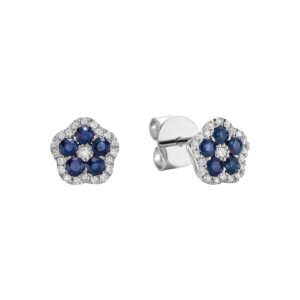 Diamond and Sapphire Flower Earrings