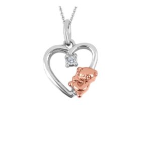 Diamond Heart with Bear Pendant