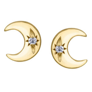 Diamond Moon Stud Earrings