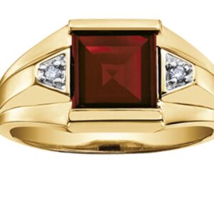 Garnet and Diamond Mens Ring