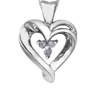 Three Stone Diamond Heart Pendant