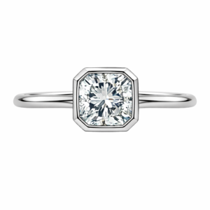 1.05ct Natural Round Corner Cut Bezel Engagement Ring