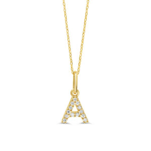 10K Diamond Initial Pendant With Cable Chain