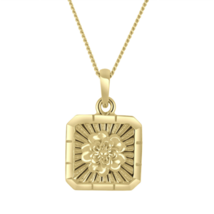 Gold Square Floral Necklace