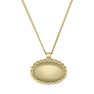 Gold Oval Milgrain Necklace