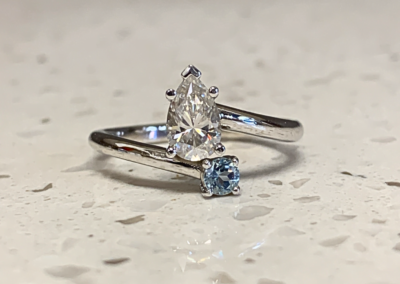 Custom white gold marquise diamond solitaire engagement ring, Leduc, AB
