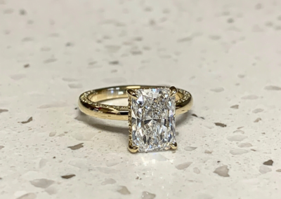 Luxury custom yellow gold oval diamond engagement ring, Leduc Goldsmiths