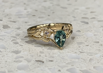 Custom yellow gold diamond accent band ring, exclusive design Leduc Goldsmiths
