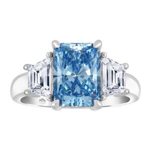 Lab Created 4.00ctw Blue Radiant Cut Engagement Ring