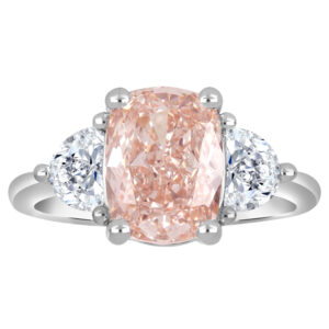 Lab Created 3.60ctw Pink Cushion Cut Engagement Ring