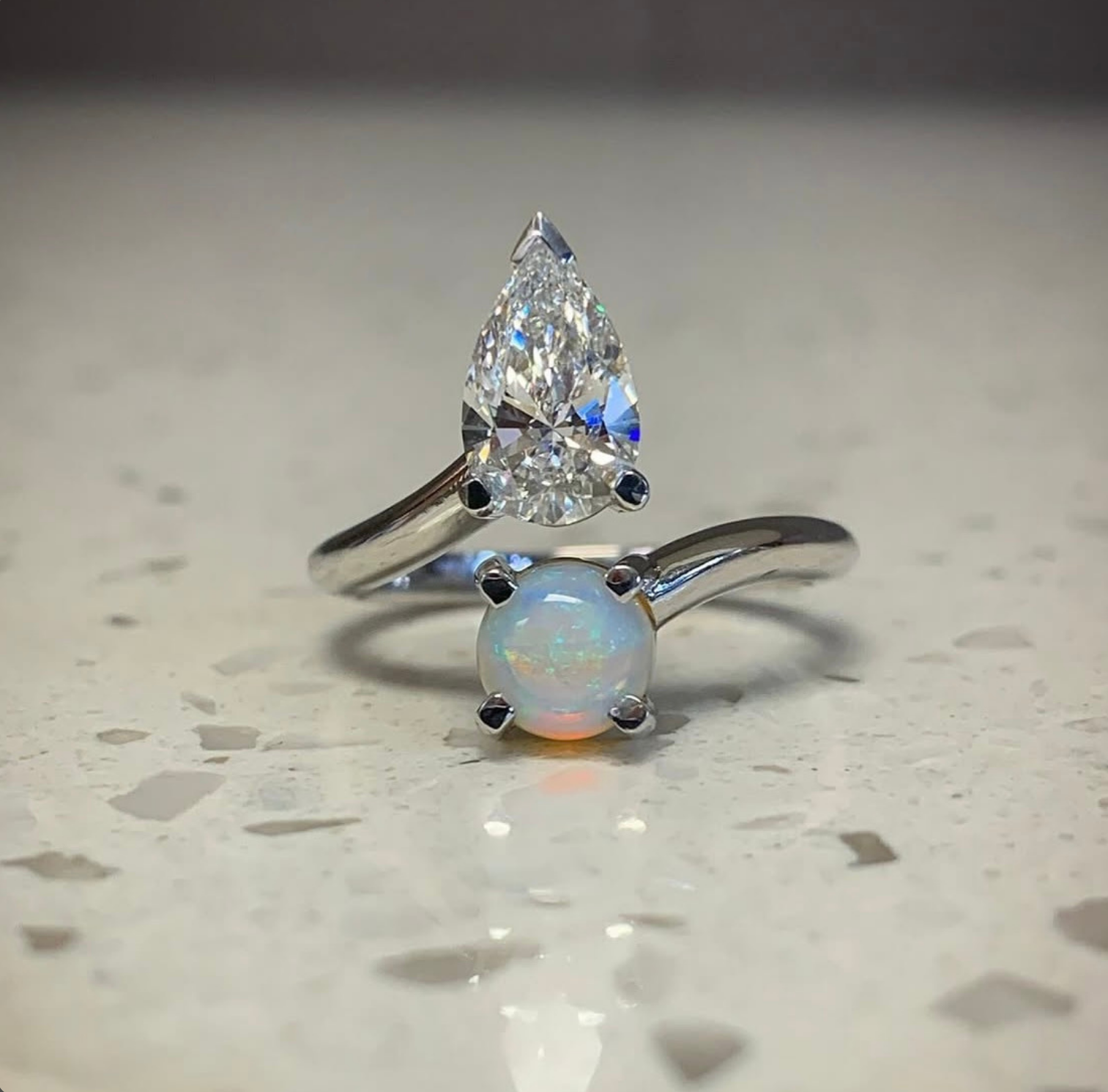 Handcrafted custom diamond ring with precision setting in Leduc